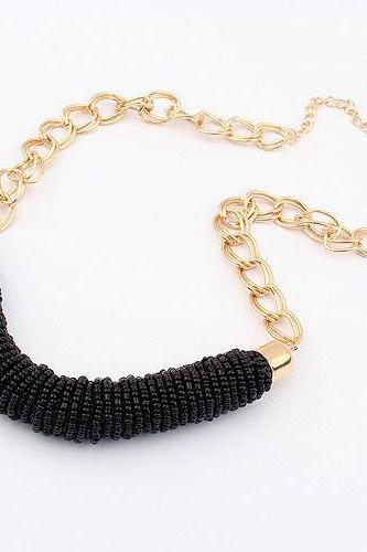 Valentine Gift For Her Black Beads Fashion Dress Woman Necklace