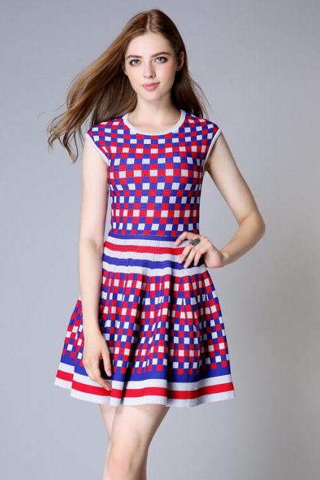 Chess hit color large swing dress