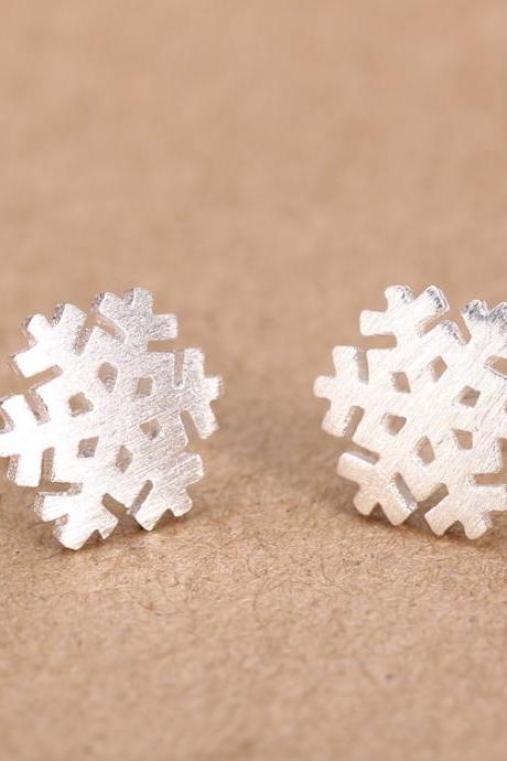 925 Silver Snowflake Snow Ear Stud Ear Nail Earring Jewelry