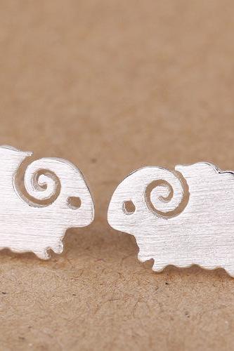 cute sheep ear stud 925 silver ear nail earring jewelry