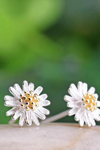 925 silver daisy ear stud ear nail earring jewelry
