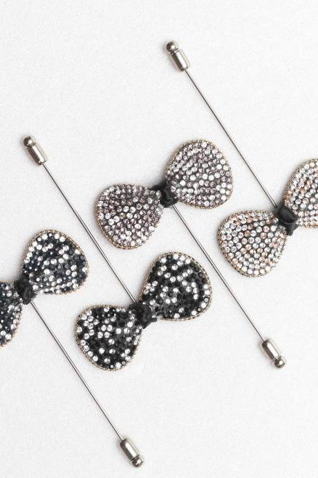 sparkle stone bow Boutonniere For Wedding,Lapel Pin,Tie Pin
