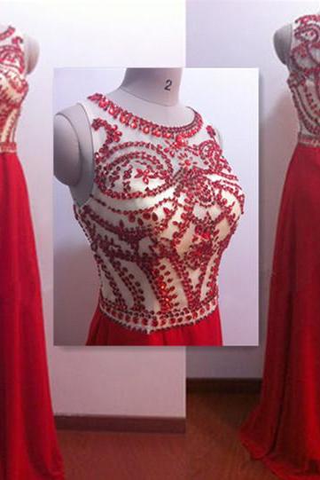 Charming Red Evening Dresses, Long Evening Dresses, Beading Evening Dresses, O-neck Diamond Evening Gowns, Formal Dress,off The Shoulder Evening