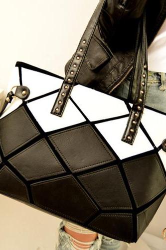 Stylish Black and White Handbag