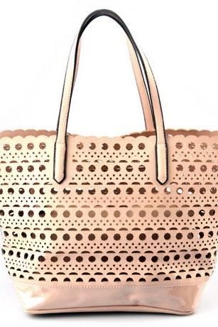 Pale Coral Leather Handbag. Strawberry Ice Beige Handbag. Pastel Handbag. Beige Satchel. Pale Pink Hobo. Beige Purse. 