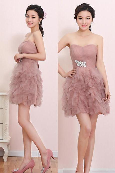 Fashion Tulle Party Dress Sweetheart Graduation Dress Mini Girl Party Dress