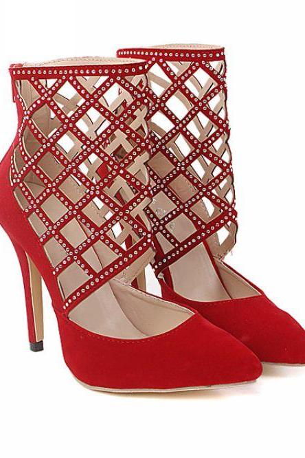 red backless heels