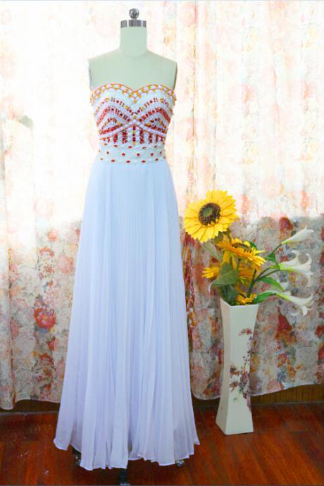 Lace and Chiffon v-NECK Dress with Slit White