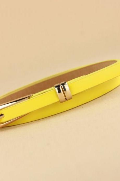 Friends And Family Gift Yellow Thin Leather Woman Belt