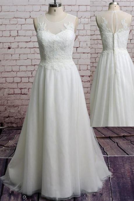 WD102 Brief A-Line Wedding Dress Tulle Appliques Wedding Dress 