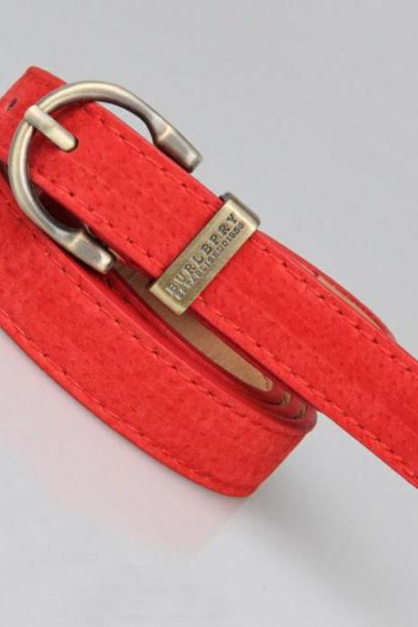 Leather Fashion Round Red Buckle Woman Belt
