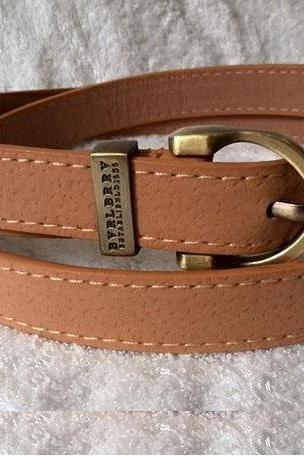 Leather Fashion Round Brown Buckle Woman Belt