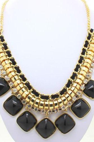 Evening Chain Black Statement Resin Trendy Woman Necklace