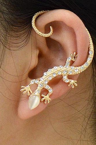 Rose Gold Lizard Ear Cuff Clip On Earring