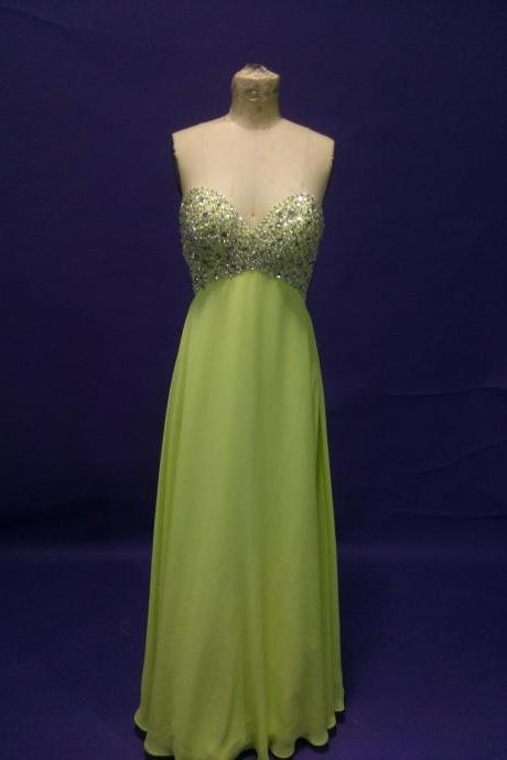 Custom-Made and Handmade Sparkle Pretty Green New Style Chiffon Prom Dresses 2015 with Beadings, Sparkle Prom Dresses, Long Prom Gown, Prom Dresses 2015