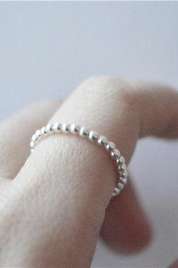 Simple silver ball ring, tiny thin circle ring, original design, sterling silver made (JZ37)