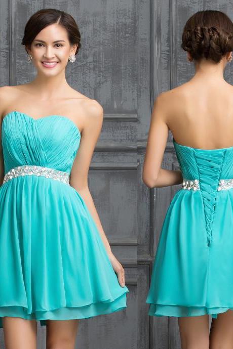 New Chiffon Beaded Short Mini Party Prom Gowns Homecoming Dress Cocktail Dresses