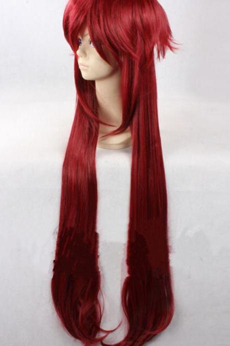 Dark Red Butler Grell Sutcliff Shinigami Costume Cosplay Party Wig Wigs