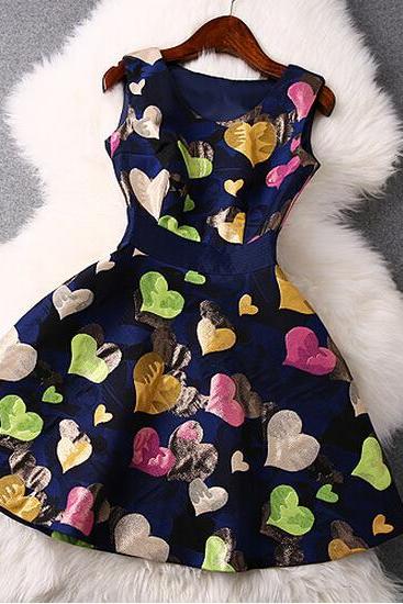 Slim Back Bow Print Sleeveless Dress Sf13017kh