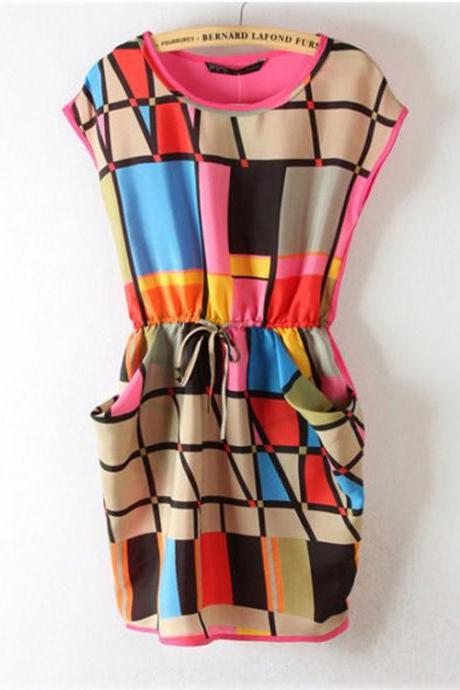 sexy Unique Rainbow Printing Irregular Dress