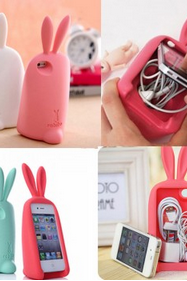 Cute Rabbit Storage Silicone Case For Iphone 4/4S/5