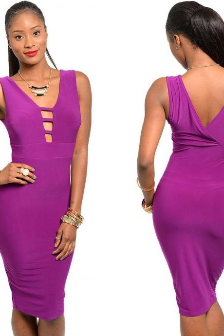 Women Keyhole Cutout Club Cocktail Party Evening Fitted Bodycon Pencil Dress B04