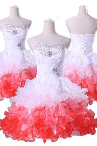 Fashion Ball Gown Off The Shoudler Knee Length Prom Dresses Lace Up Beading Evening Dress Bridesmaid Dresses Custom Made