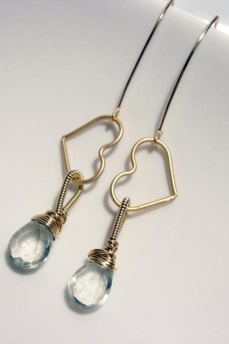 Prasiolite Heart 14k Gold Filled Earrings