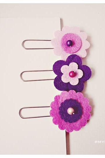 Felt Flower paper clips 