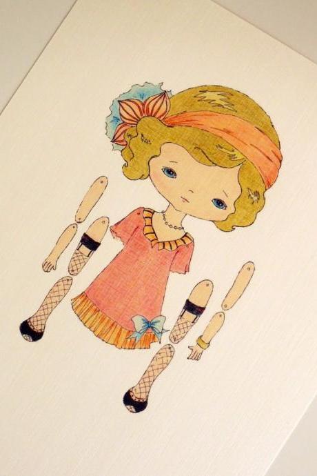 Olive - Articulated Paper Doll Print