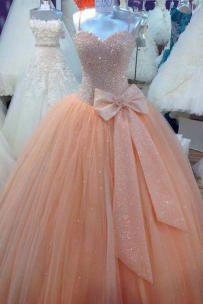 Custom Made Pink Sweetheart Neckline Prom Dresses, Pink Ball Gown Dresses