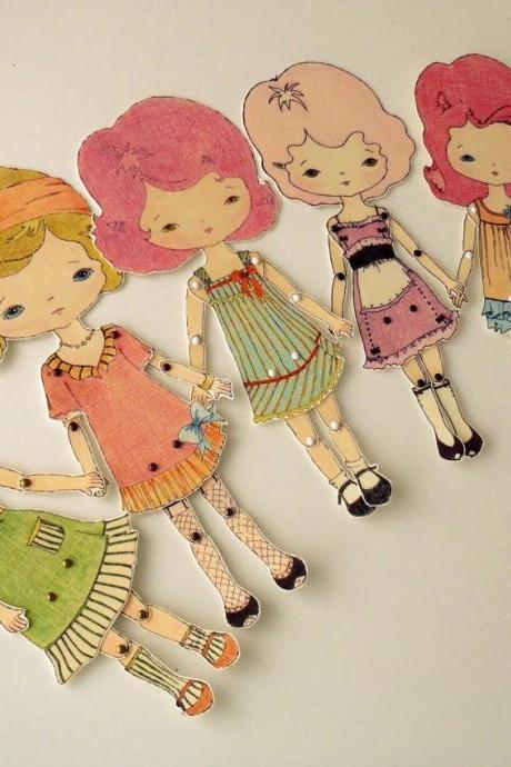 Set of Six Colour-Your-Own Printable Paper Dolls