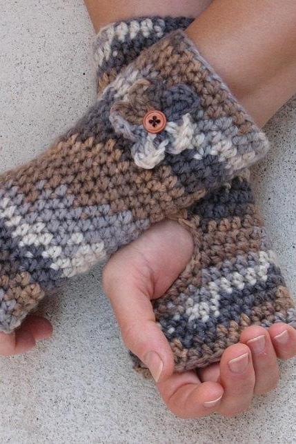 Fingerless gloves with Flower , Crochet Pattern PDF,Easy, Great for Beginners, Pattern No. 6
