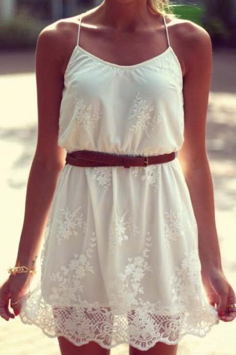 Sexy Strappy White Silk Dress