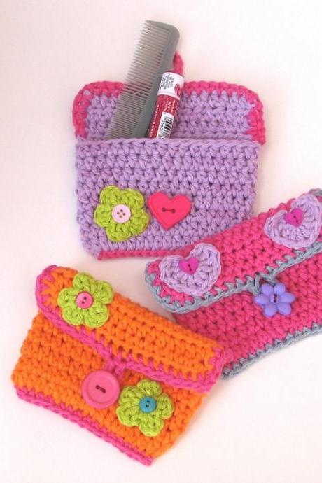 Girls Purse/ Wallet With Flower And Heart, Crochet Pattern Pdf,easy, Great For Beginners, Pattern No. 11