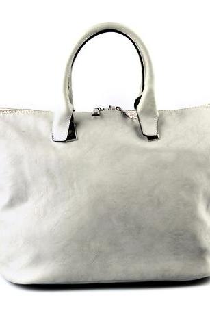 Glacier Gray Handbag. Grey Tote Handbag. Gray Hobo Bag. Leather Tote. Large Handbag. Grey.