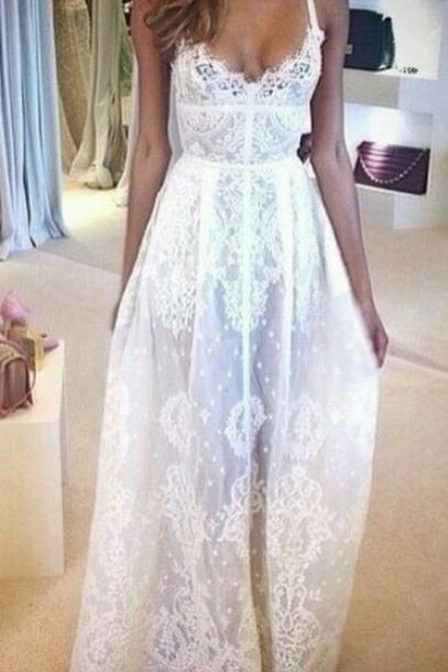 Custom Made A Line Long Lace Prom Dresses, A Line Long Lace Wedding Dresses, Dresses for Prom
