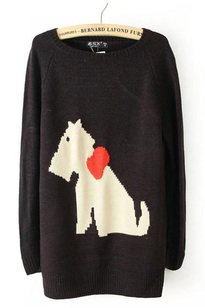 Sexy Puppy patterned Jacquard Long Sleeve Sweater 
