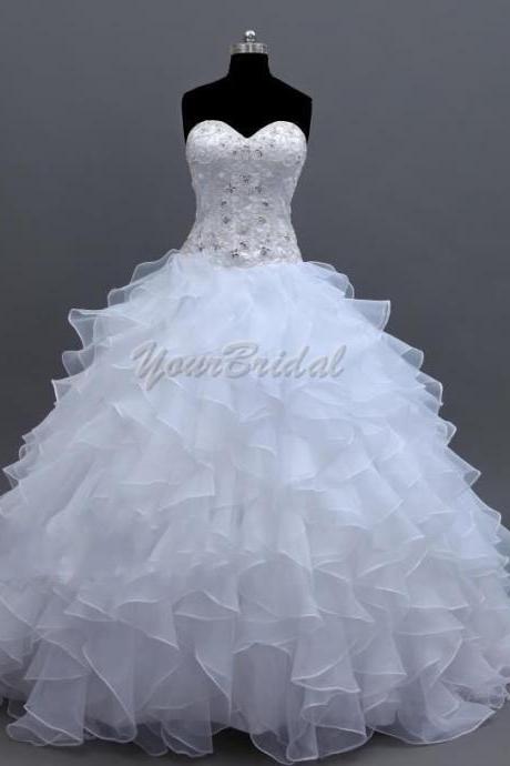 Fluffy Tiered Ball Gown Wedding Dress Bridal Dress Wedding Gown with Rich Ruffles