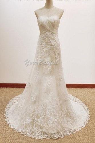 Scalloped Edge Trumpet Lace Wedding Dress Bridal Dress Wedding Gown