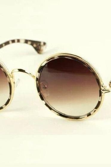 Round Lenses Leopard Retro Fashion Summer Unisex Sunglasses