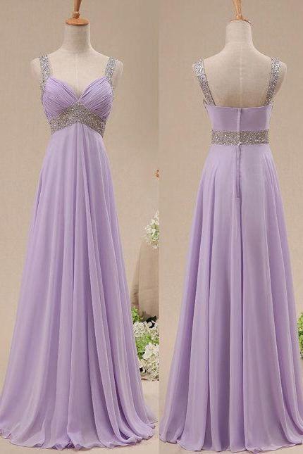Custom Handmade Sleeveless lavender Prom Dresses 2015, Long Prom Gown, Bridesmaid Dresses, Formal Dresses