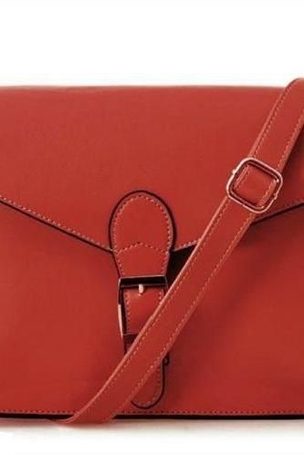Messenger Shoulder Pu Red Leather Woman Handbag