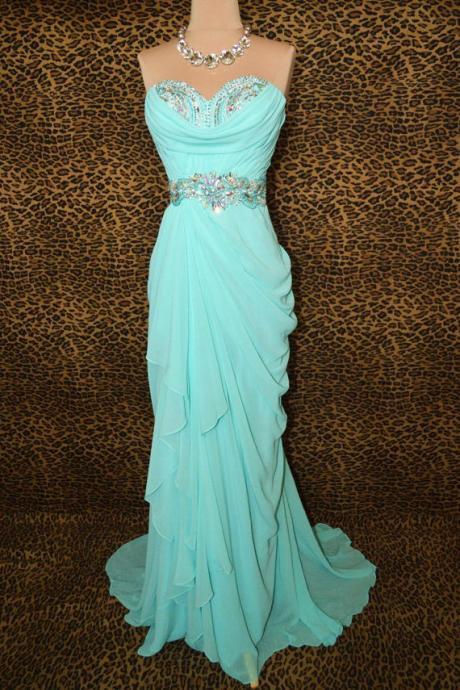Custom Made Long Strapless Chiffon Prom Dress, Evening Dress, Formal Dress, Pageant Dress