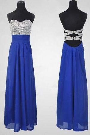 Sparkle Royal Blue Sequins Sweetheart Long Prom Dresses 2015, Long Prom Gown, Evening Dresses, Blue Prom Dresses
