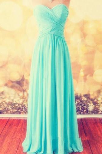 Simple Pretty Mint Green Long Handmade Prom Dresses 2015, Simple Prom Dresses 2015, Briedsmaid Dresses, Formal Dresses
