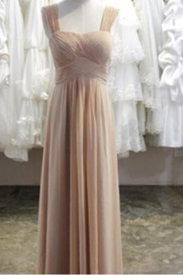 Custom Handmade Elegant Champagne Floor Length Prom Dresses 2015, Prom Gown, Evening Dresses, Bridesmaid Dresses