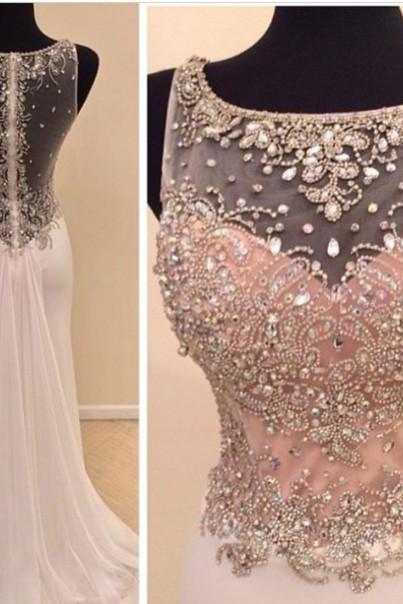 Real Made Beads Prom Dresses, Charming Floor-Length Prom Dresses, Sexy O-Neck Prom Dresses, A-Line Sequins Prom Dresses, Charming Backless Evening Dresses, Evening Dresses DR0411 