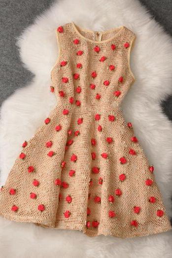 Embroidery Round Neck Sleeveless Dress GF30101JH