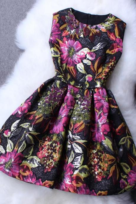 Fashion Embroidery Jacquard Sleeveless Dress Ax30403ax